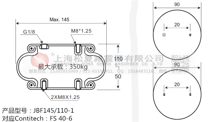 JBF145/110-1橡膠<a href='http://www.nbaus.com/' target='_blank'><u>空氣彈簧</u></a>