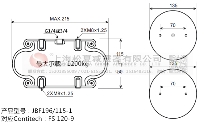 JBF196/115-1橡膠<a href='http://www.nbaus.com/' target='_blank'><u>空氣彈簧</u></a>