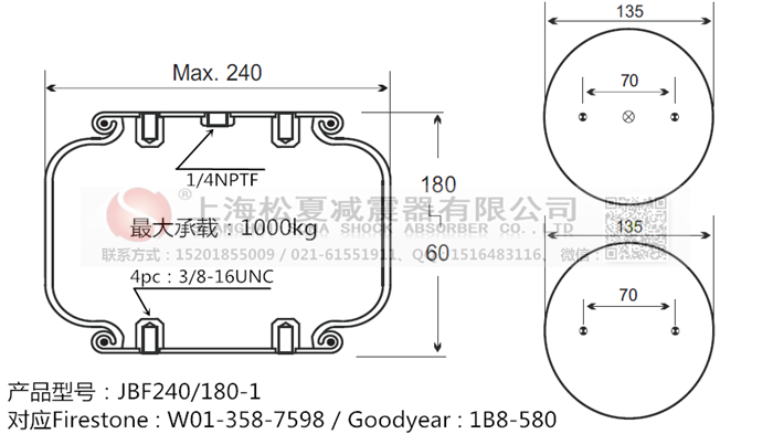 JBF240-180-1橡膠<a href='http://www.nbaus.com/' target='_blank'><u>空氣彈簧</u></a>