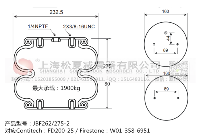 JBF262/275-2橡膠<a href='http://www.nbaus.com/' target='_blank'><u>空氣彈簧</u></a>