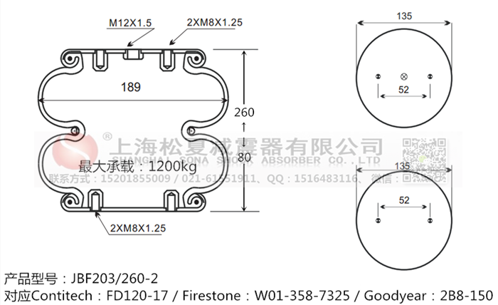 JBF203/260-2橡膠<a href='http://www.nbaus.com/' target='_blank'><u>空氣彈簧</u></a>